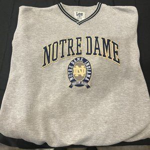 Vintage 90s Notre Dame Sweatshirt Mens XL LEE Embroidered V Neck #352
